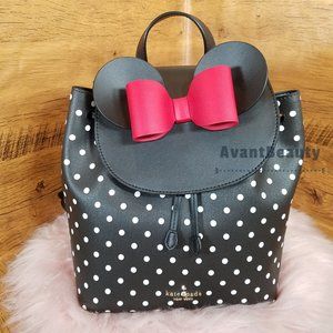 NWT disney x kate spade new york minnie mouse backpack black white multi polka
